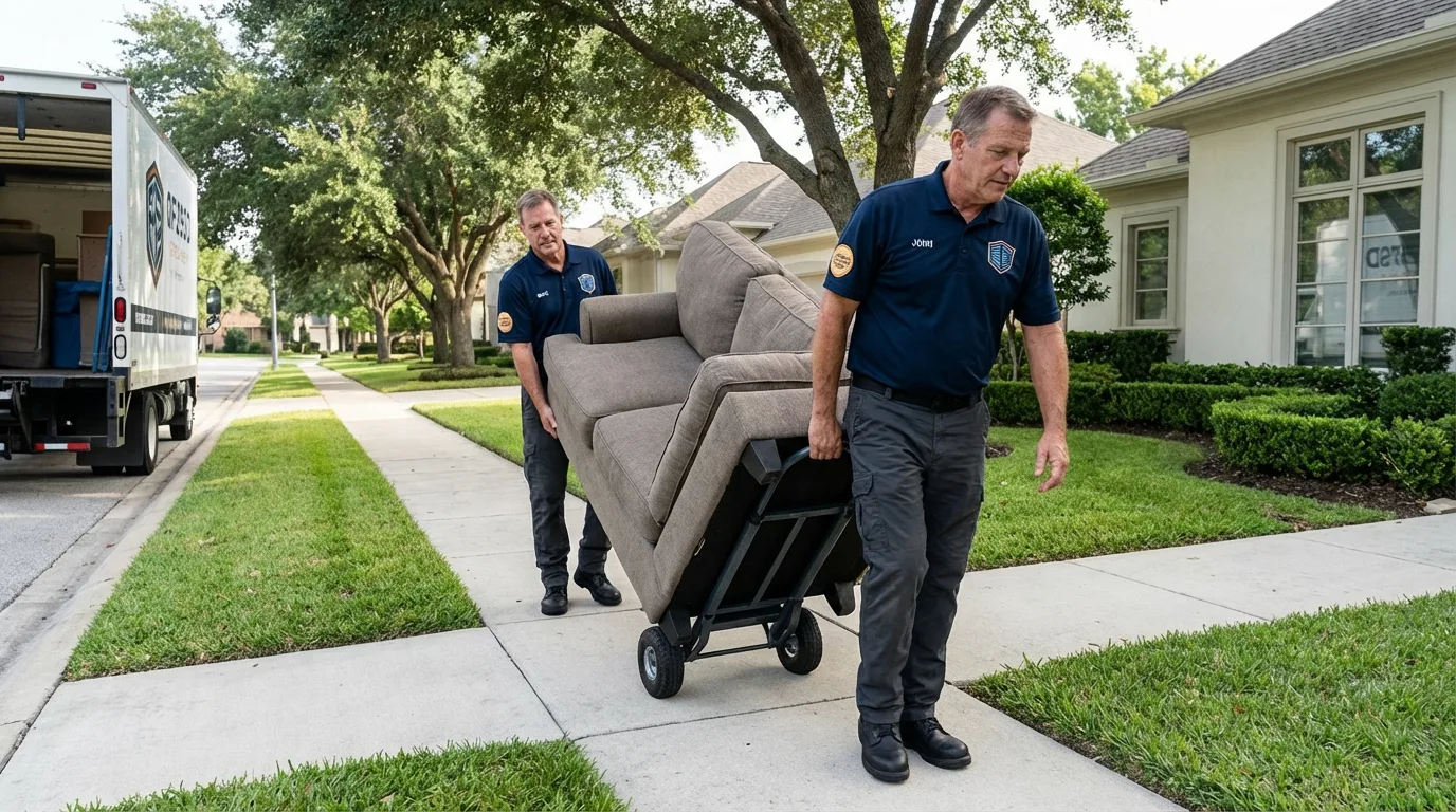 Local residential moving crew loading furniture in Santa Clara, CA